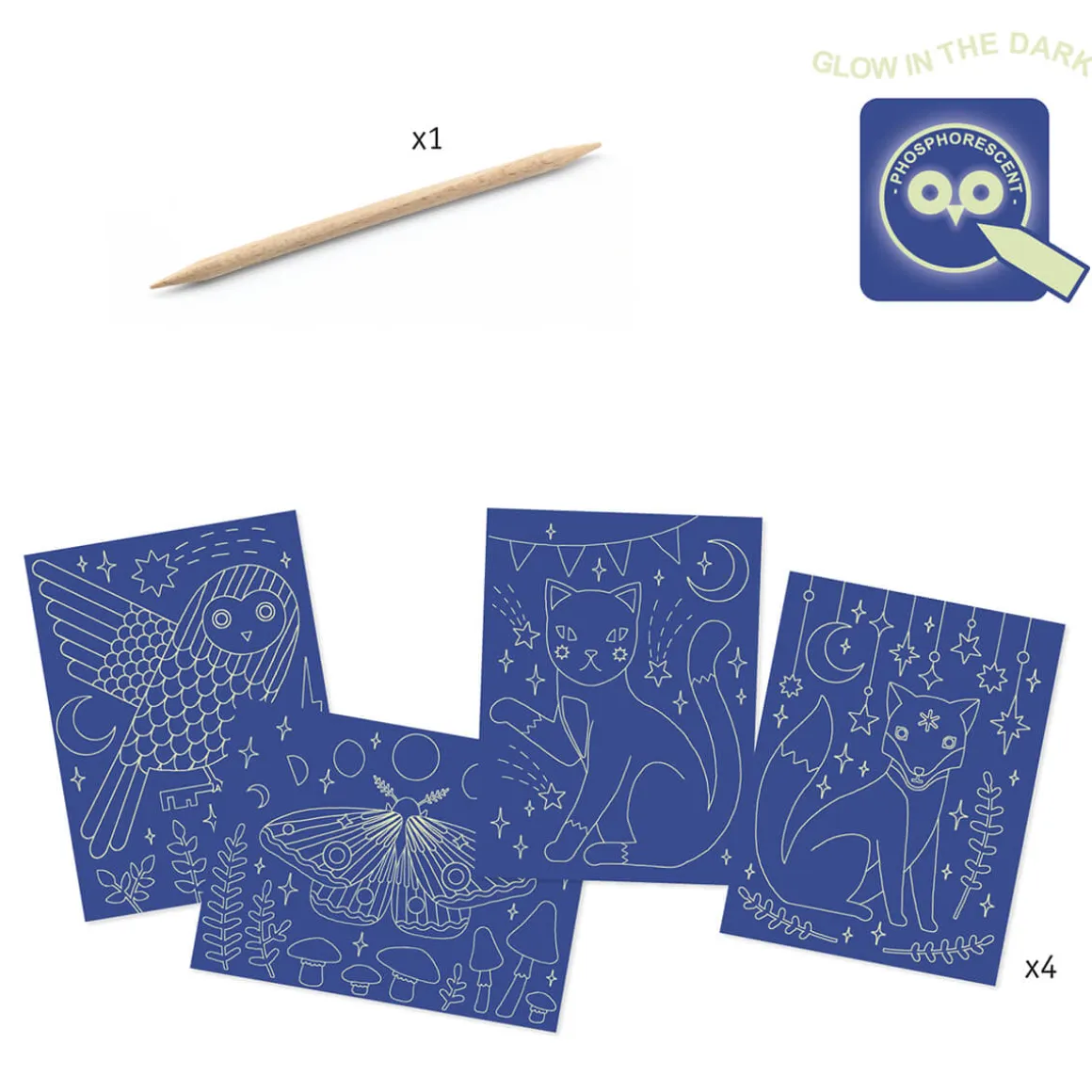 Dans La Nuit Glow In The Dark Scratch Boards by Djeco