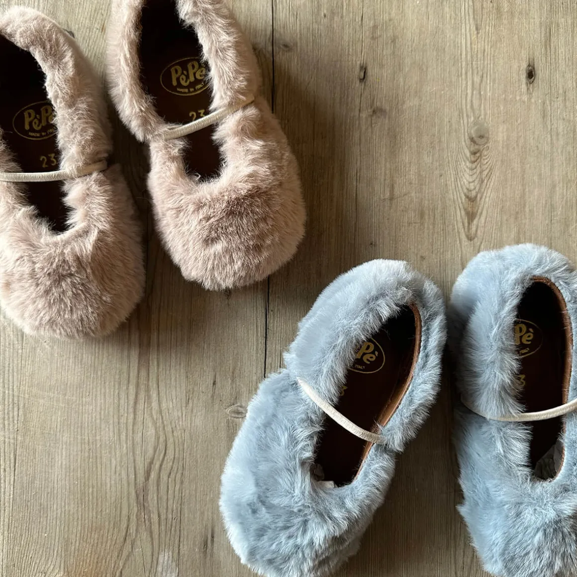 Darlyn Faux Fur Ballet Slippers in Ivanka Beige by PèPè - Last Ones In Stock - 30-32 EUR