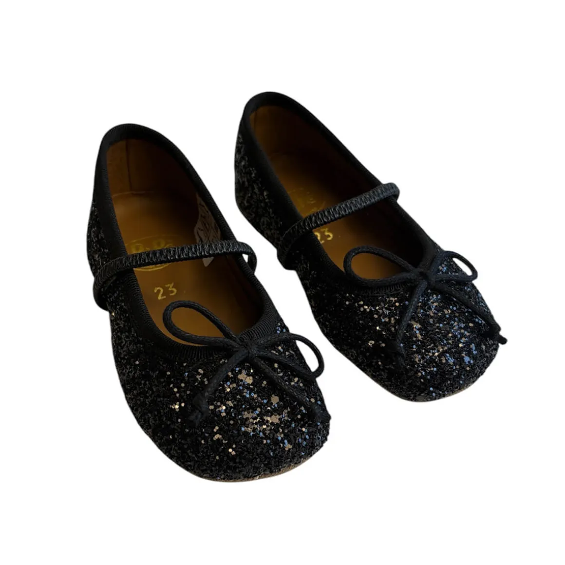 Darlyn Glitter Ballet Slippers in Nero by PèPè