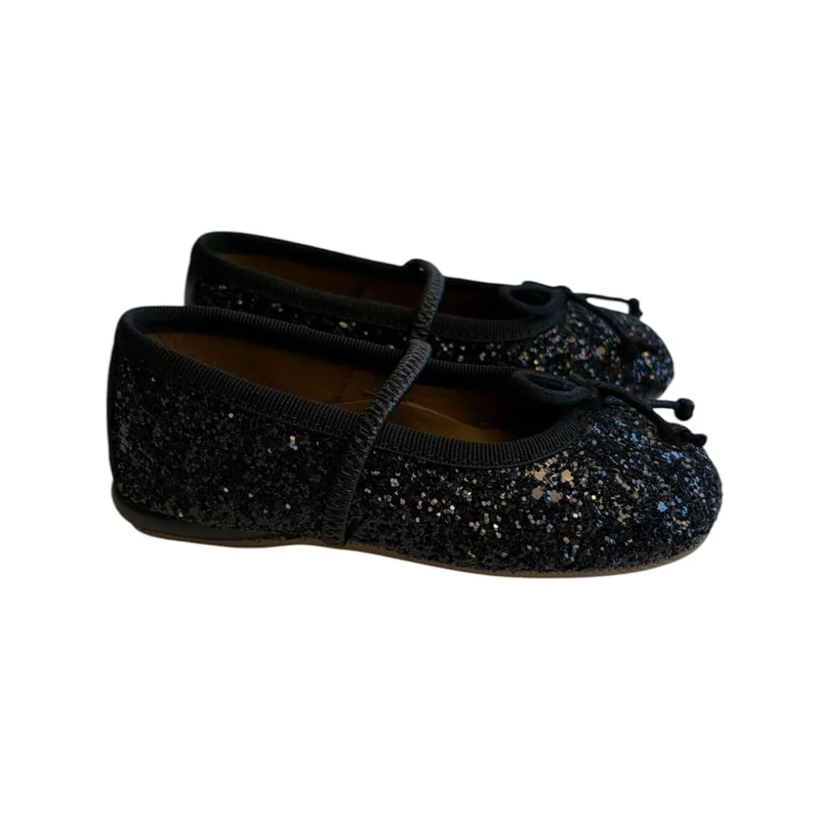 Darlyn Glitter Ballet Slippers in Nero by PèPè