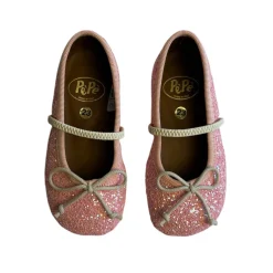 Darlyn Glitter Ballet Slippers in Salmon Pink by PèPè