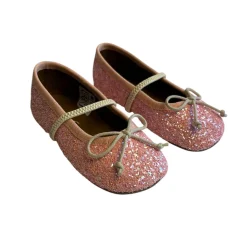 Darlyn Glitter Ballet Slippers in Salmon Pink by PèPè