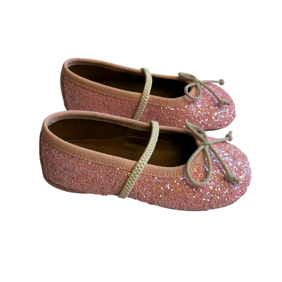 Darlyn Glitter Ballet Slippers in Salmon Pink by PèPè