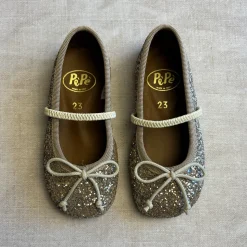 Darlyn Glitter Ballet Slippers in Miele by PèPè