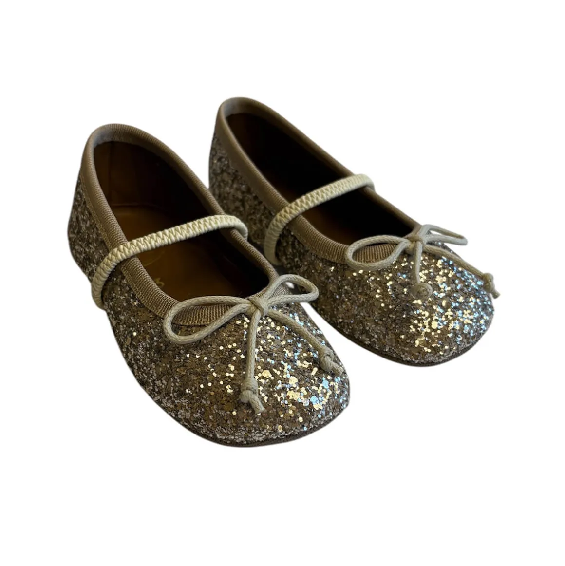Darlyn Glitter Ballet Slippers in Miele by PèPè