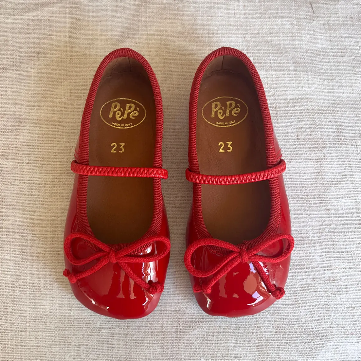 Darlyn Patent Leather Ballet Slippers in Red by PèPè