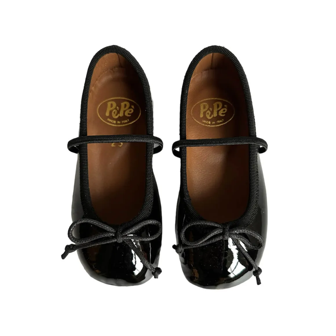 Darlyn Patent Leather Ballet Slippers in Black by PèPè