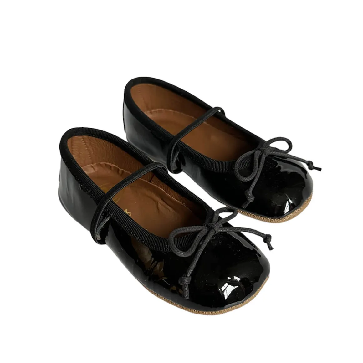 Darlyn Patent Leather Ballet Slippers in Black by PèPè
