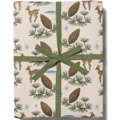 Deer And Pine Cones Christmas Gift Wrap (3 Sheets Pack) By Red Cap Cards
