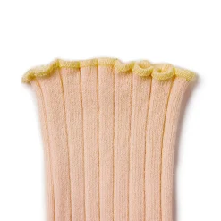 Delphine Lettuce Trim Ribbed Ankle Socks in Sorbet by Collegien