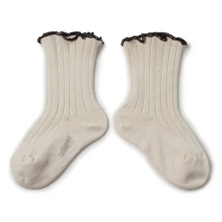 Delphine Lettuce Trim Ribbed Ankle Socks in Doux Agneaux by Collegien