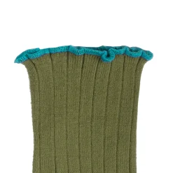 Delphine Lettuce Trim Ribbed Ankle Socks in Olive Du Luberon by Collegien