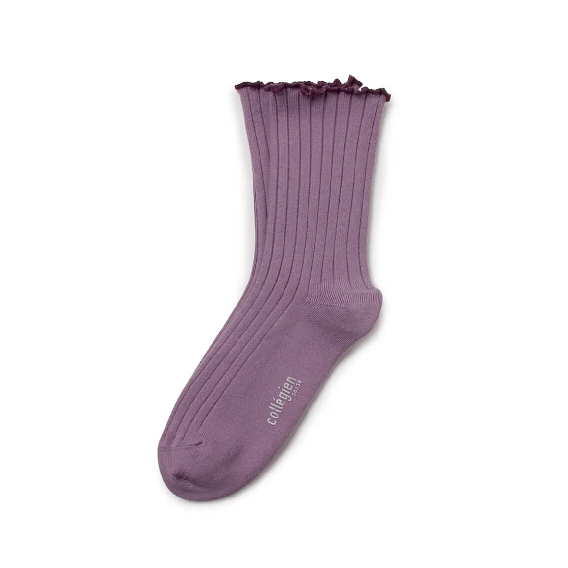 Delphine Lettuce Trim Ribbed Ankle Socks in Glycine Du Japon by Collegien
