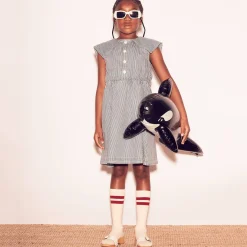 Denim Sail Collar Sundress in Multi Stripe Hickory by Wynken