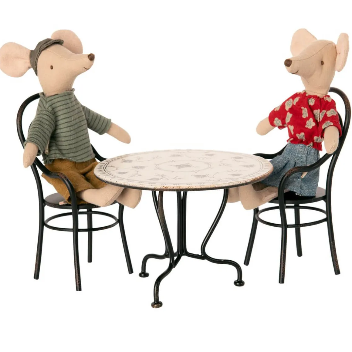 Dining Table and Chair Set (Mini) in Anthracite and Floral by Maileg