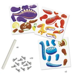Dinosaur Puppets Colouring In Paper Craft Kit by Djeco