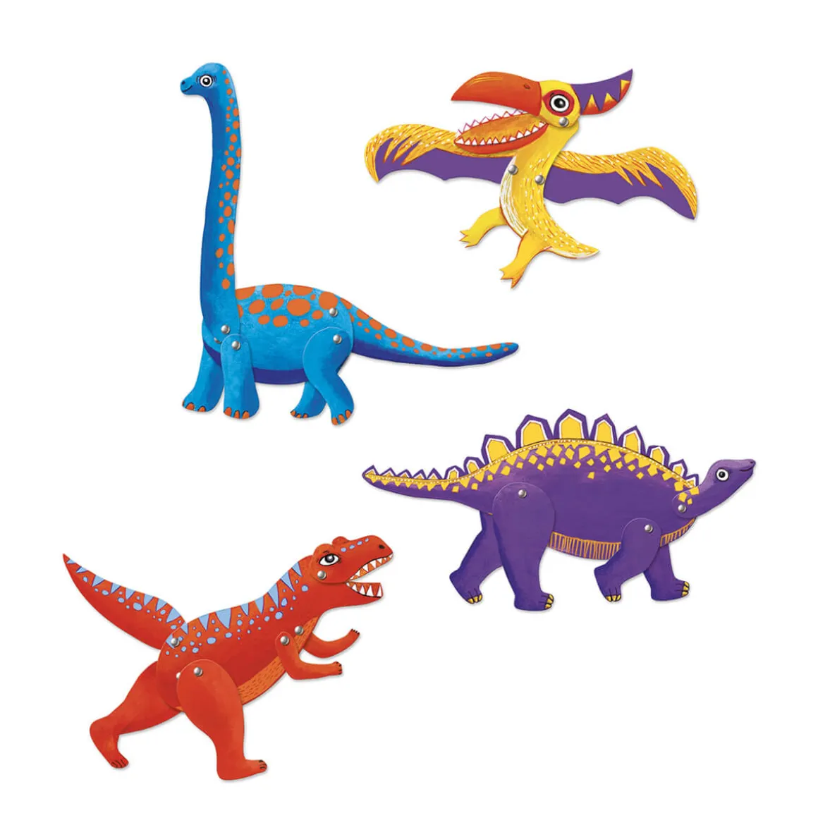 Dinosaur Puppets Colouring In Paper Craft Kit by Djeco