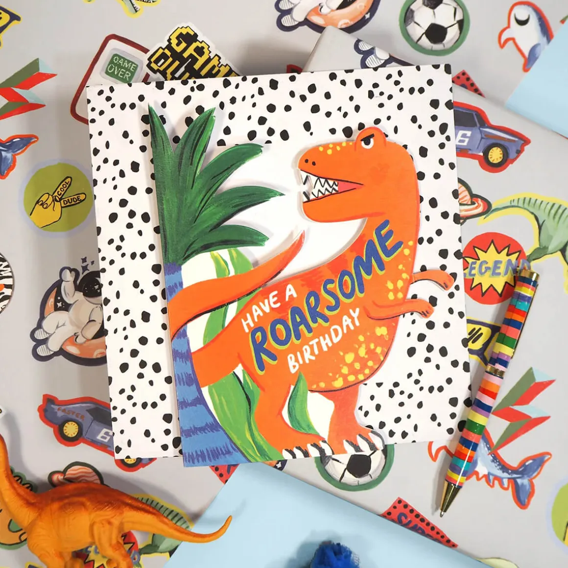 Dinosaur Shaped Greetings Card by Eleanor Bowmer