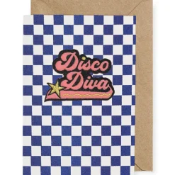 Disco Diva Iron On Patch Greetings Card by Petra Boase
