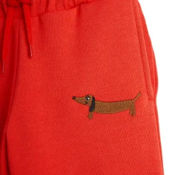 Dog Embroidered Sweatpants in Red by Mini Rodini