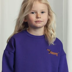 Dog Embroidered Sweatshirt in Purple by Mini Rodini