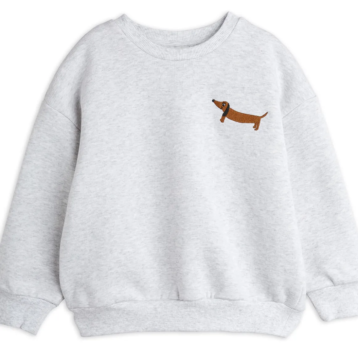 Dog Embroidered Sweatshirt in Grey Melange by Mini Rodini