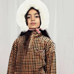 Dog Houndstooth AOP Velour Half Zip Sweatshirt by Mini Rodini - Last One In Stock - 116/122 (5-7 Years)