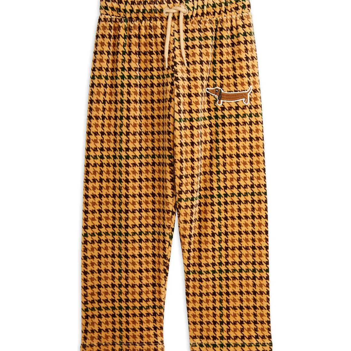 Dog Houndstooth AOP Velour Trousers by Mini Rodini - Last One In Stock - 80/86 (12-18 Months)