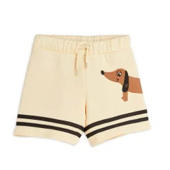 Dog Stripe Sweatshorts in Beige by Mini Rodini