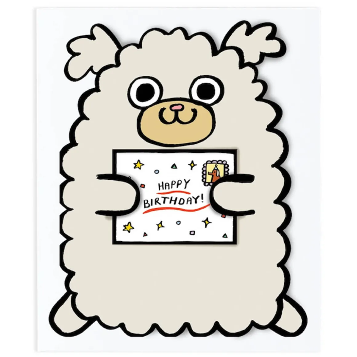 Dog With Mini Card Die Cut Birthday Greetings Card by Alice Bowsher for Wrap
