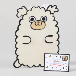 Dog With Mini Card Die Cut Birthday Greetings Card by Alice Bowsher for Wrap
