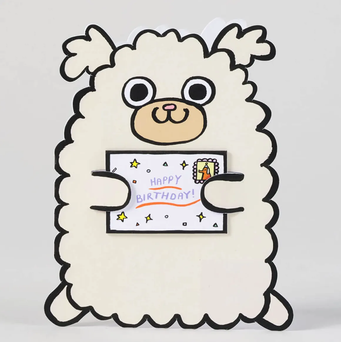 Dog With Mini Card Die Cut Birthday Greetings Card by Alice Bowsher for Wrap