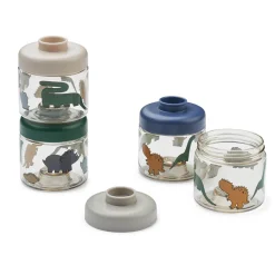 Dominique Baby Food Boxes in Dinosaurs / Mist (4 Pack) by Liewood