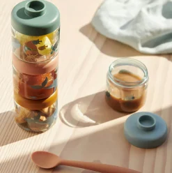 Dominique Baby Food Boxes in Dinosaurs / Mist (4 Pack) by Liewood