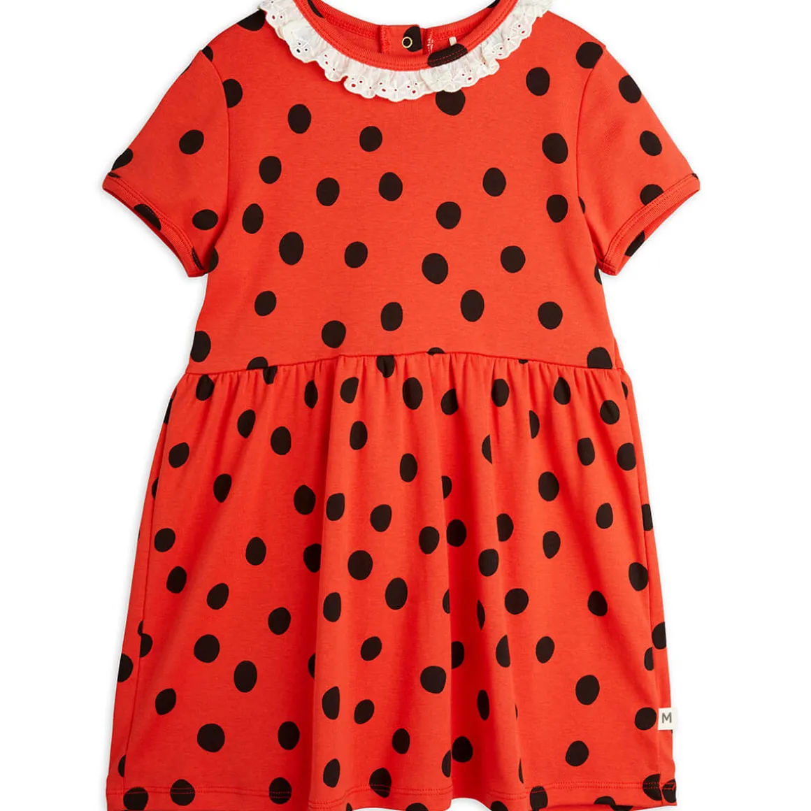 Dots AOP Lace Collar Dress in Red by Mini Rodini