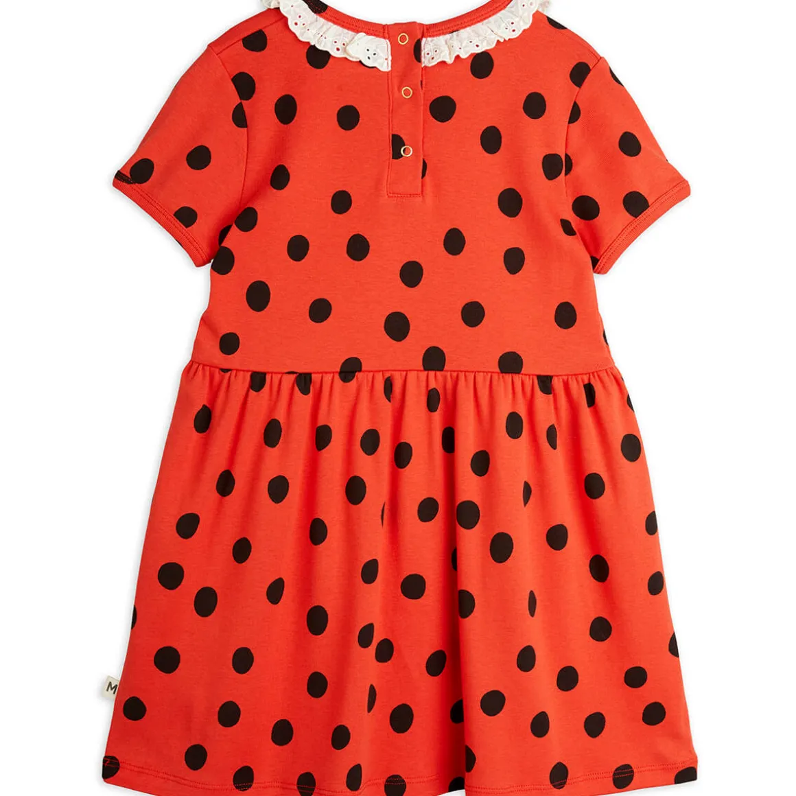 Dots AOP Lace Collar Dress in Red by Mini Rodini