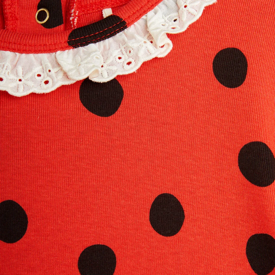 Dots AOP Lace Collar Dress in Red by Mini Rodini