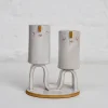 Double Wave Candle Holder in White by Atelier Stella