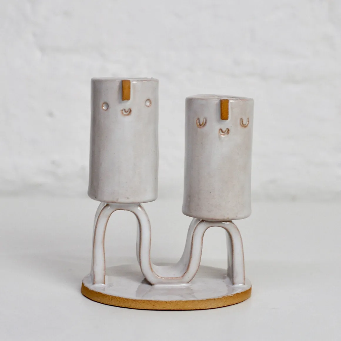 Double Wave Candle Holder in White by Atelier Stella