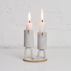 Double Wave Candle Holder in White by Atelier Stella