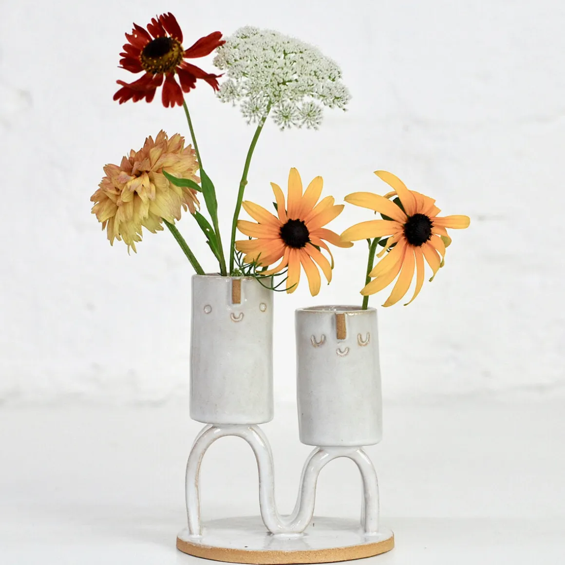 Double Wave Candle Holder in White by Atelier Stella