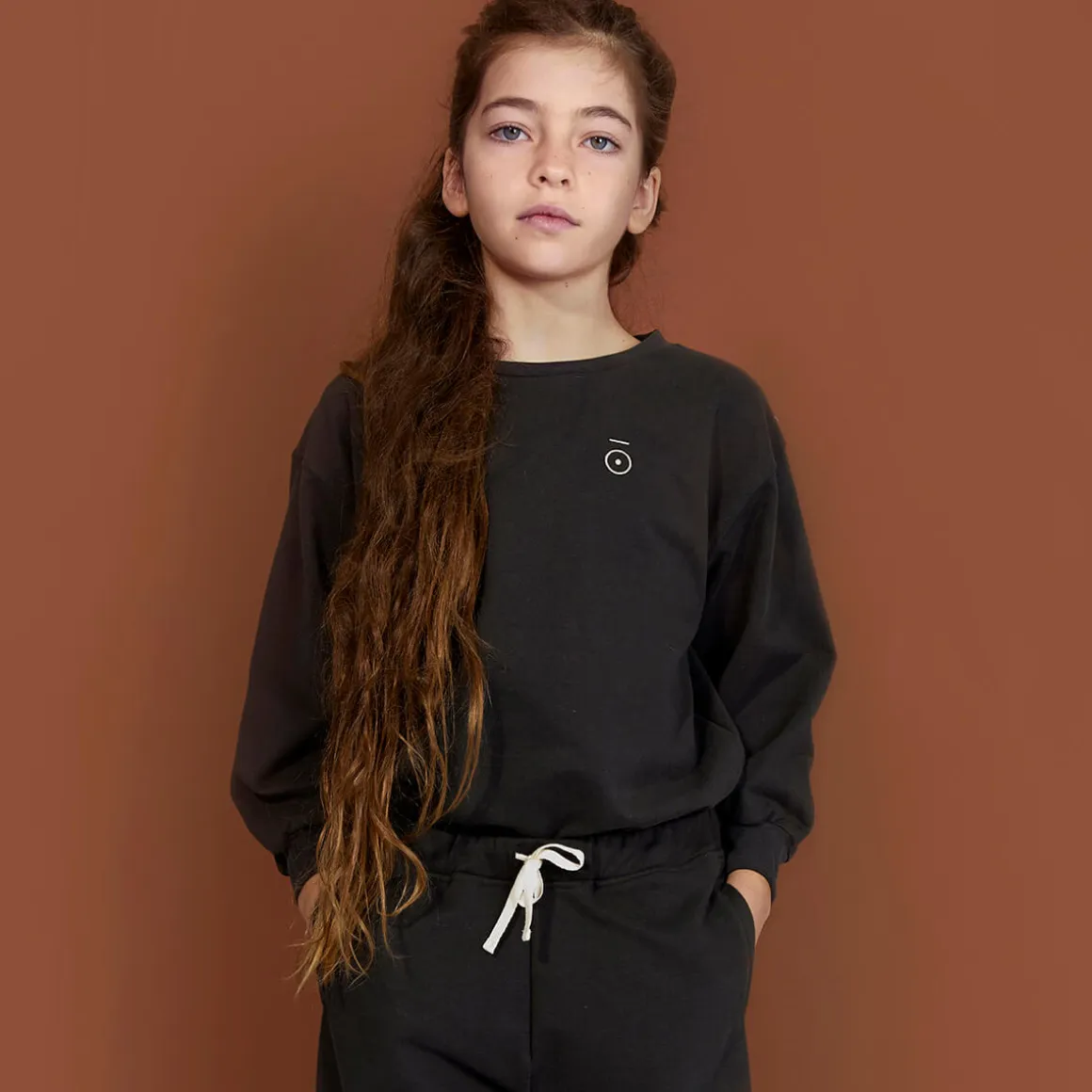 Dropped Shoulder Sweater in Nearly Black by Gray Label - Last One In Stock - 7-8 Years