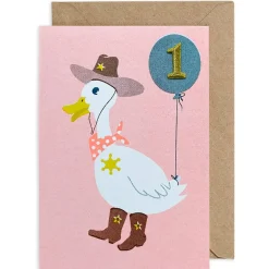 Duck Embroidered Age Card by Petra Boase - Age 1