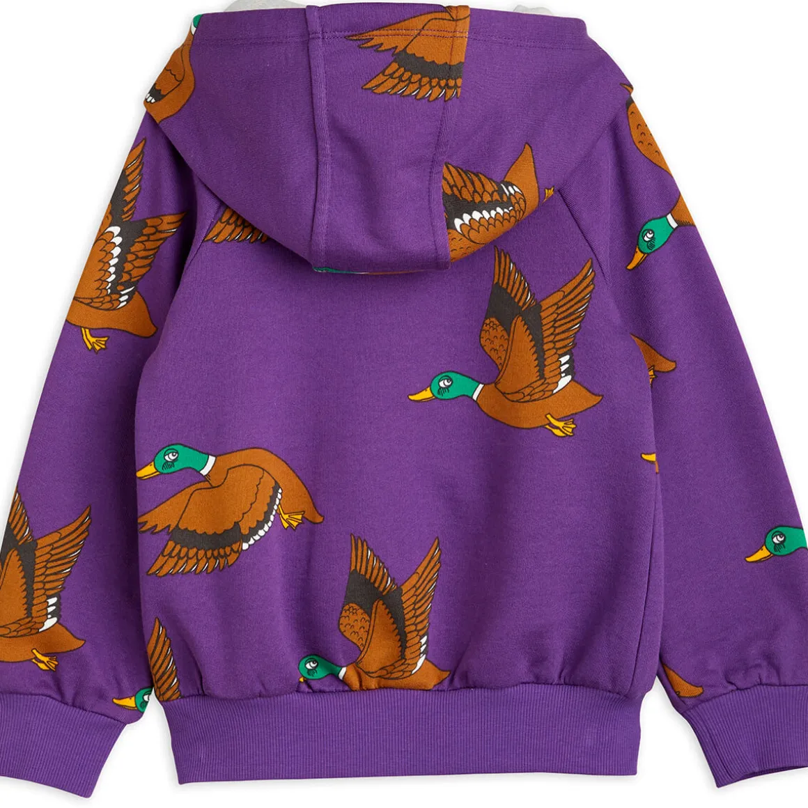 Ducks AOP Zip Hoodie in Purple by Mini Rodini