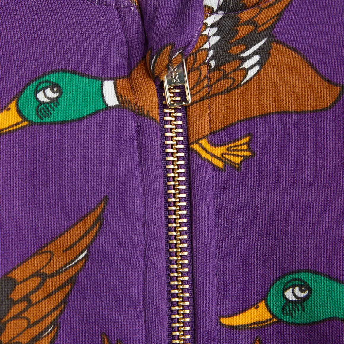 Ducks AOP Zip Hoodie in Purple by Mini Rodini