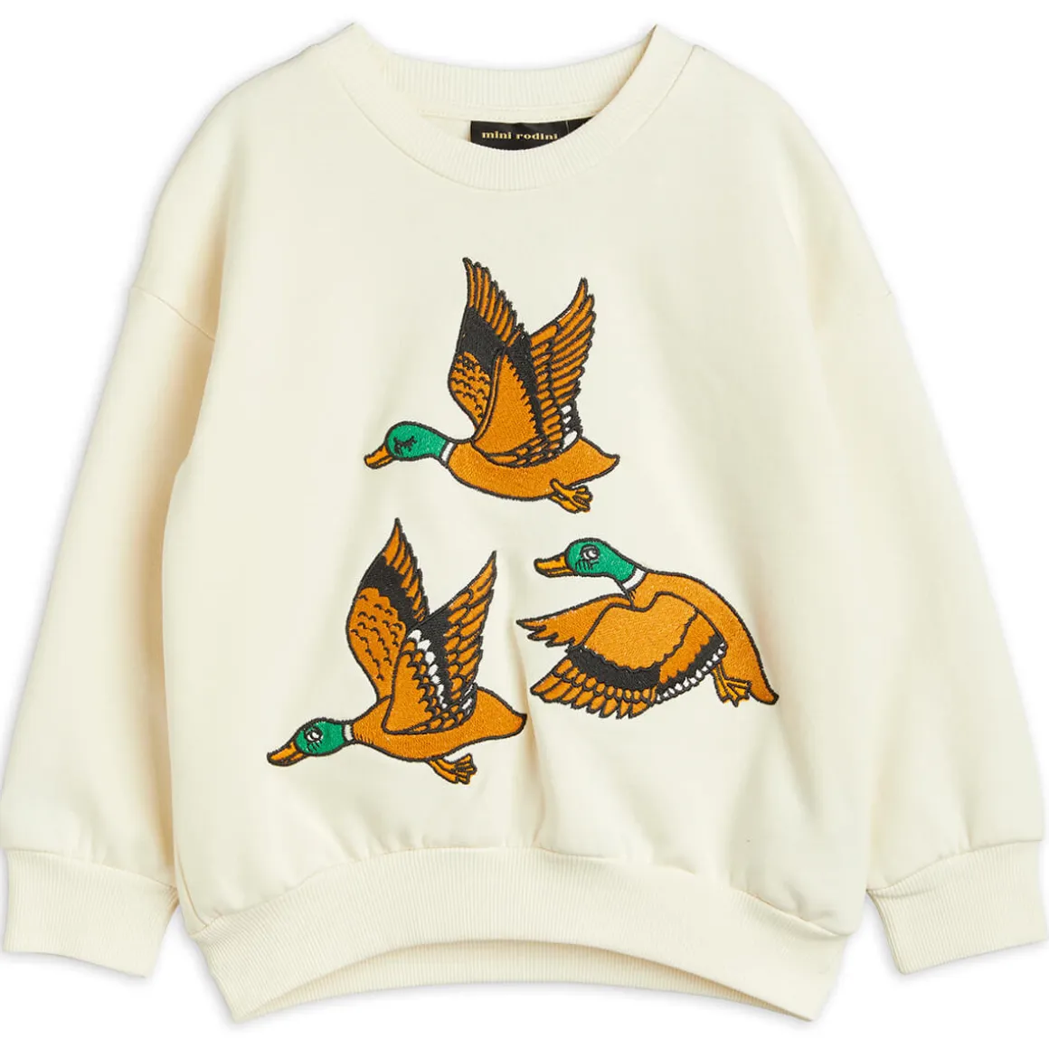 Ducks Embroidered Sweatshirt in Off White by Mini Rodini