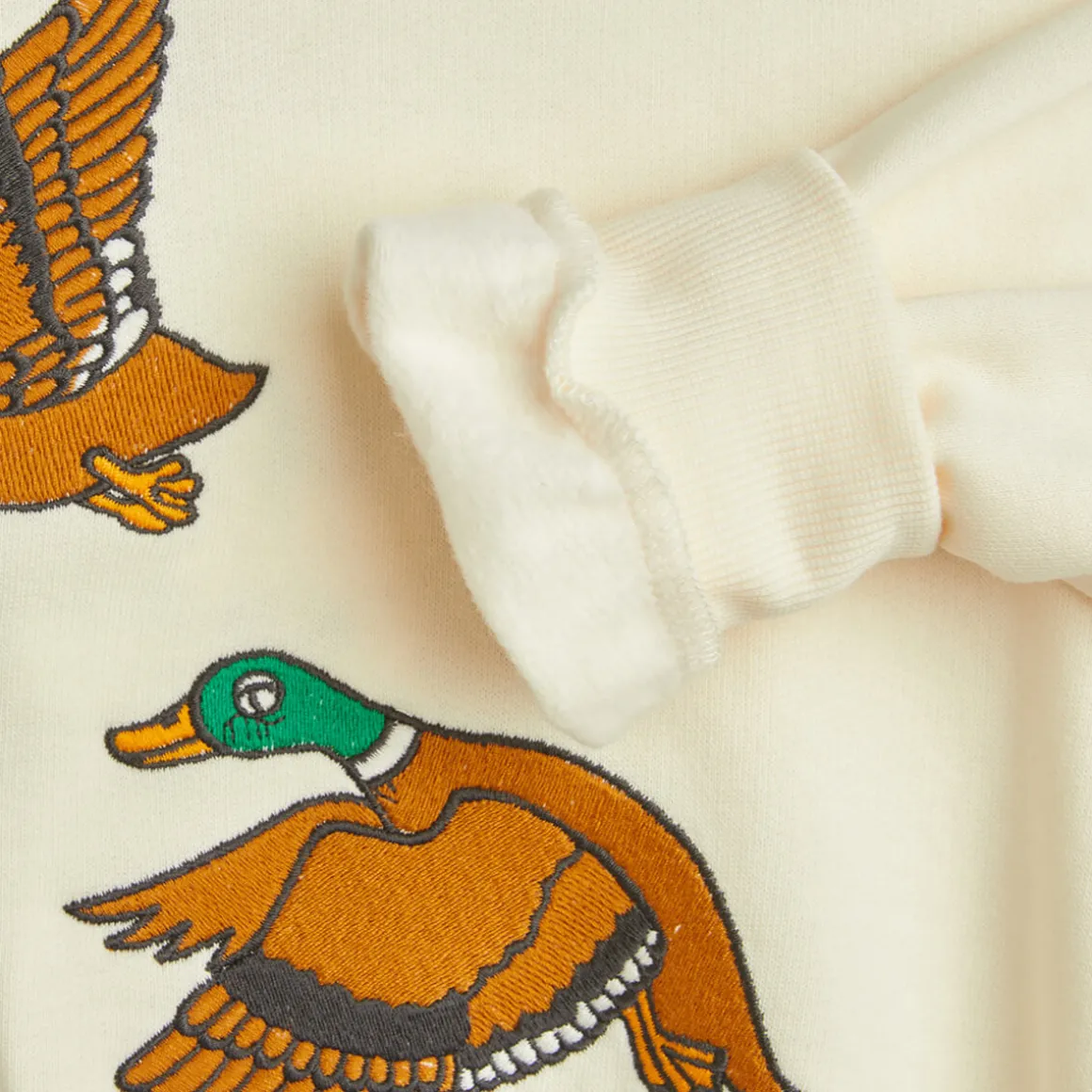 Ducks Embroidered Sweatshirt in Off White by Mini Rodini