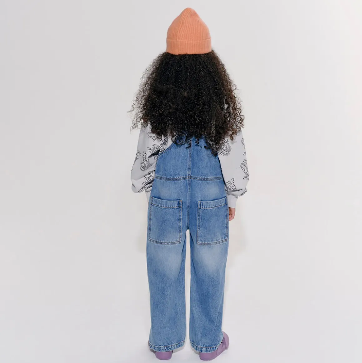 Dungaree in Faded Blue Denim by Main Story