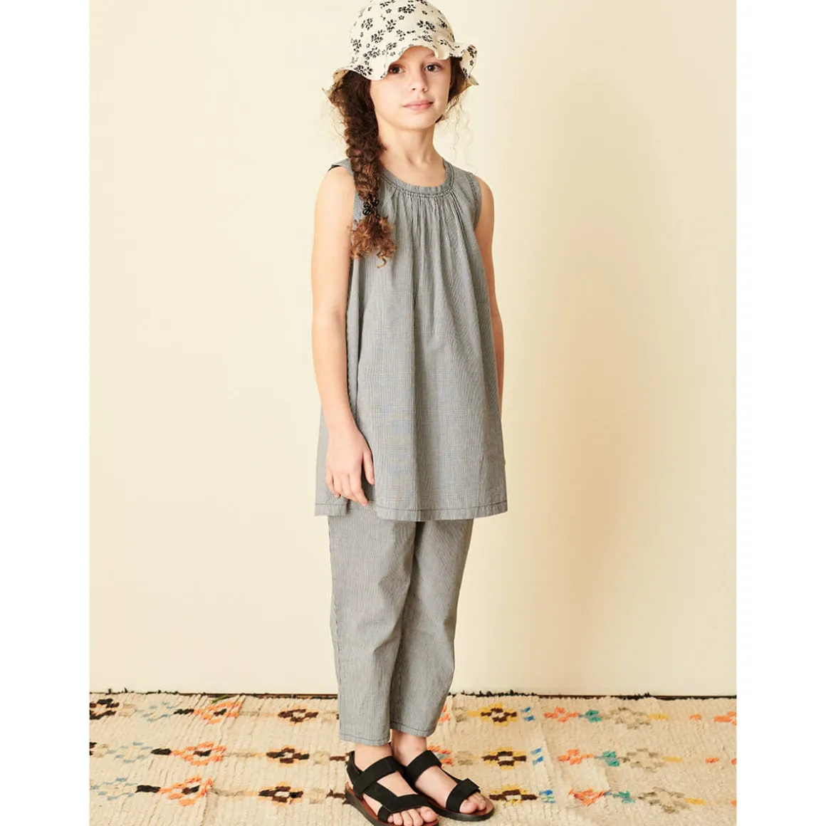 Elderberry Trousers in Black Microcheck by Caramel
