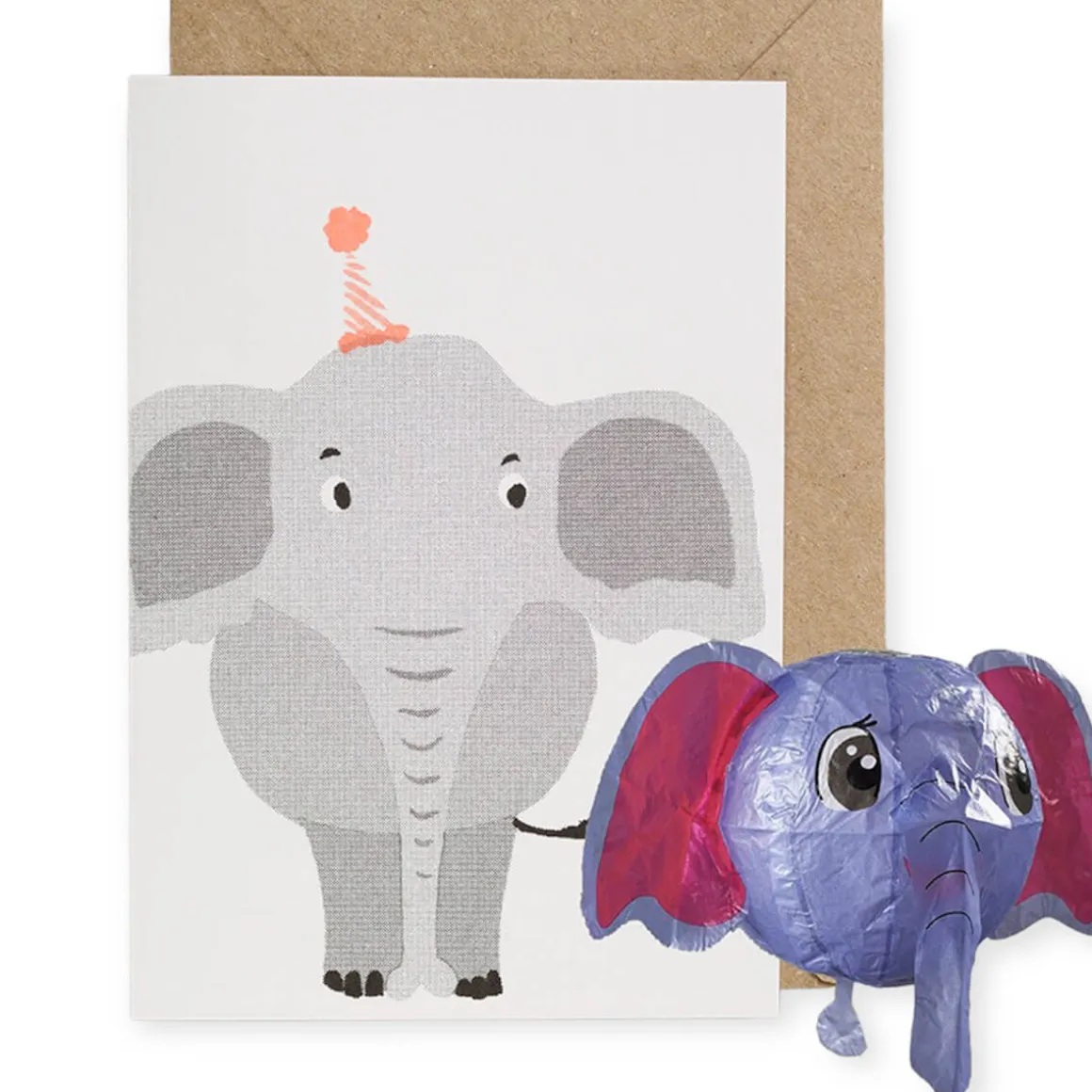 Elephant Japanese Paper Balloon Greetings Card by Petra Boase